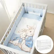 【奇哥】簡約淺灰色中床附床墊+夢境比得兔六件床組/寢具組-M (嬰兒床 嬰兒床墊)