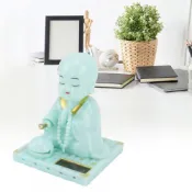 Jiadass 中國小佛和尚雕像傳統光感應太陽能雕像家居裝飾