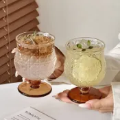 雞尾酒杯 玻璃杯 果酒杯 小衆復古玻璃杯ins風矮腳杯咖啡杯果汁杯甜酒杯冷飲紅酒杯 紅酒杯 調酒杯
