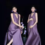 鑫弘數碼影像 影樓新款孕婦攝影服裝簡約時尚孕媽咪寫真服純欲性感高級紫色服裝鑫弘-素時衣櫥
