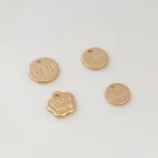 14K包金保色實心單孔圓片love字母梅花吊牌手鏈手工DIY飾品配件