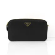 優買二手精品｜超新大特價‼️ PRADA 1BP024 黑壓紋牛皮金鍊雙拉鍊肩背包｜手拿包 肩背包 斜背包 長夾 晚宴包