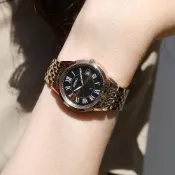 SEIKO 精工 LUKIA 太陽能 鑽石 日期 不鏽鋼手錶-咖啡x鍍玫瑰金/34mm