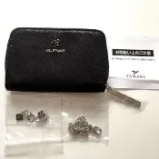 JILL STUART黑色花朵吊飾拉鍊零錢包 未使用