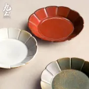 九土日式手工復古花瓣盤日式復古創意圓形平盤菜盤西餐盤果盤家用食器餐具花盤小菜盤蔬果盤碗盤餐具茶點盤造型餐盤CJR0500