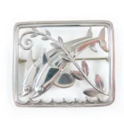 【DOKODEMO】【5積分】成色極佳☆喬治傑生 (Georg Jensen) 251 925 海豚葉胸針，銀色飾品，重11.1克，女士款