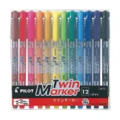 PILOT 百樂  雙頭麥克筆 12色組~粗細一筆搞定(MEF-144EU-12C)0.3/0.5mm