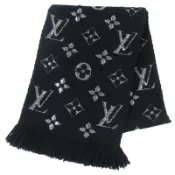 【DOKODEMO】【5積分】成色極佳 △LOUIS VUITTON2018 M75833 Logomania Shine 羊毛絲綢 Monogram 流蘇圍巾 黑色/銀色，帶盒，意大利​​製造，正品女士