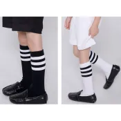【俏寶貝童裝~新竹實體店面】(現貨) 韓版男童學院風黑白條紋中筒襪 花童西裝禮服襪子 學生襪 兒童襪子