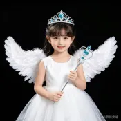 羽毛翅膀 道具 成人 兒童 小 天使翅膀 道具 公主 白色 翅膀 玩具 婚慶 裝飾 萬聖節 背部 cos 裝扮 小天使