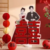 臺灣發出🔥結婚裝飾KT板  婚禮迎賓牌  喜字擺件結婚專用kt板訂婚立體落地卡通婚房佈置婚禮裝飾大門迎賓