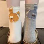 柳惠珠襪子 原創卡通蛋蛋貓搞怪襪子女中筒襪ins潮春秋棉襪可愛動物無骨長襪