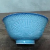 WH11647【四十八號老倉庫】全新 早期 台灣 扇金魚鳥竹紋 古早碗 飯碗 米糕碗 碗粿碗 11.6cm 1碗價