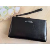 ⏰限時特價✨復古風現貨✨  質感珠扣👛拉鍊  油蠟亮面紋 雙層手拿包皮夾 長夾 口金包
