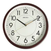 SEIKO 精工 / 36cm 數字刻度 夜光 滑動式秒針 靜音掛鐘 - 淺黃x咖啡色框 ＃QXA629B/SK048