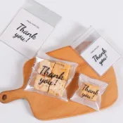Z🎁台灣現貨🎁《THANK YOU自黏袋》100入 雪花酥包裝袋 自封袋 曲奇餅乾 牛軋餅 糖果 零食烘焙自黏小包裝
