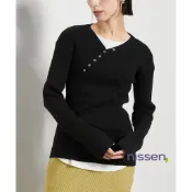 Nissen [Soiunique] 斜釦設計羅紋針織上衣 高領保暖 顯瘦百搭 棉質彈性 女裝長袖