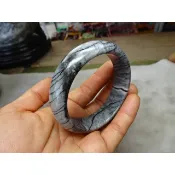 天然滿絲黑髮年糕玉厚寬版手鐲→E898