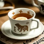 全球選品1館 生活百貨 下午茶杯碟套裝咖啡拉花杯復古早餐杯粗陶杯子家用高檔精緻馬克杯