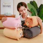 全球選品1館 生活百貨 卡通動物貓咪柴犬毛絨玩具公仔陪睡抱枕玩偶兒童安撫兔子布娃娃女
