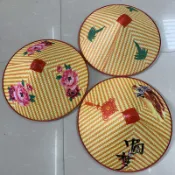 [農活遮陽防曬]防雨防曬大沿塑膠斗笠帽田園戶外採茶花布斗笠舞蹈道具農民草帽