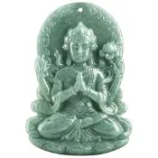 【現貨可開發票】天然a貨翡翠豆種四臂觀音掛件玉石蓮花吊墜玉佩南是時尚宋禮項鏈是路添是集權抬罪打得網
