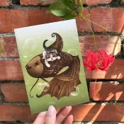 【抹茶牛奶巧克力/故事插畫明信片 】/巧克力/鯛魚燒/小奶貓