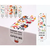 【AYUR】花卉版 OPEN ME可愛表情長方封口貼紙/包裝貼紙/禮物貼紙/禮盒貼紙/THANK YOU感謝貼紙