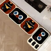 昕購商鋪 48H出貨可愛動物廚房地墊防滑耐臟易清洗衛生間浴室硅藻泥吸水組合款腳墊