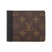 【Louis Vuitton 路易威登】M69408 經典Monogram帆布Multiple對開皮革拼接5卡錢包短夾(棕黑色)