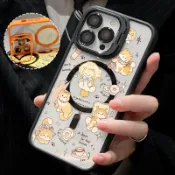 吐司貓咪 磁吸手機殼 金屬鏡頭支架 保護殼 適用於iPhone 17 16 15 14 13 12 11 Max防摔殼