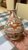 古瓷堂日本回流瓷器 日本粉引吳須赤繪花瓶 日本作家器 白釉火石紅底 全新全美品 老貨新品 九谷燒相馬燒 居家擺飾 文青美學 古道具收藏 高12cm