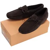 【TOD’S】TODS 深咖啡色麂皮綁帶豆豆休閒鞋(男)義大利精品