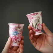 粉青花聞香杯 功夫茶杯 陶瓷品茗杯 女士專用 小主人杯 高質感茶具