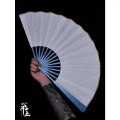 【純手工雕刻烤藍閃電紋】鈦合金摺扇 十寸折扇 TC4金屬扇 防身扇 太極功夫扇 扇子