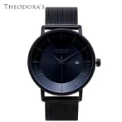 【THEODORA'S】Aurora 太陽能金屬手錶 簡約霧黑-米蘭黑【希奧朵拉】
