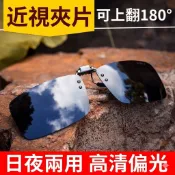 【台灣公司貨高級精美日夜兩用｜智能感光變色男女通用】近視專用偏光太陽眼鏡夾片 (180°可上翻)｜抗UV400 駕駛防眩