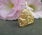 哈努曼 戒指 金色 戰神 猴神 龍婆本 靈敏奪得先機【泰國精品】已開光加持泰國佛牌