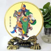 禪道院 佛像 菩薩 佛敎 道敎 相框 神像 關聖帝君鎮宅安家擺臺擺件關公像關羽圓形裝飾畵工藝品客廳辦公室 0OYI
