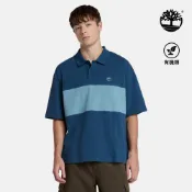 Timberland 男款靛藍色撞色橄欖球POLO衫|A69WQESB