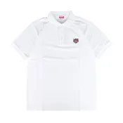 【KENZO】KENZO精品純棉虎頭刺繡休閒Polo短袖上衣(男/白)