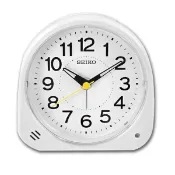 大高雄鐘錶城 seiko SK037 精工鐘 (QHE188W) 自動燈光滑動秒針小鬧鐘(白色)/11.3X11.6cm｜樂天領券現折★全館特惠中★指定刷卡回饋10%