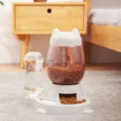木語家居 寵物餵食器 貓咪自動喂食器飲水機二合一按壓投食器狗狗飲水器寵物貓碗貓糧盆【MJ5685】