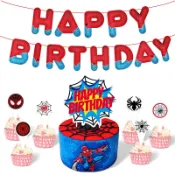 ⭐氛圍拉滿⭐新品兒童蜘蛛俠主題派對拉旗蛋糕插排套裝裝飾生日快樂用品