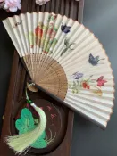 成名在望 古風折扇 復古風古色古香蝴蝶貓咪折扇子日用扇夏季折扇子漢服攝影拍照竹女 『xxs13013』
