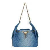 Chanel 25 Bag 牛仔布金釦鏈帶肩背包-小(AS5293-牛仔藍)