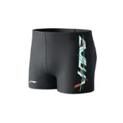 (店+)【LI-NING 李寧】LNKW052-1 LiNing李寧 專業速幹防尷尬游泳裝備泡溫泉平角五分泳褲 男款 黑色