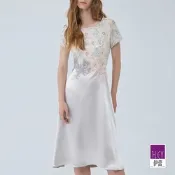 ILEY伊蕾 迷幻金屬優雅蕾絲長洋裝(灰色；M-XL)1233017115
