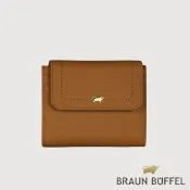 【BRAUN BUFFEL 德國小金牛】台灣總代理 婕娜 6卡三折短夾-麥色/BF2005-414-BRA