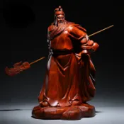 紫檀木木雕關公擺件實木武財神關聖帝君，實木雕關聖帝君像供奉神像家用招财武财神，關公擺件關二爺關羽鎮宅財神